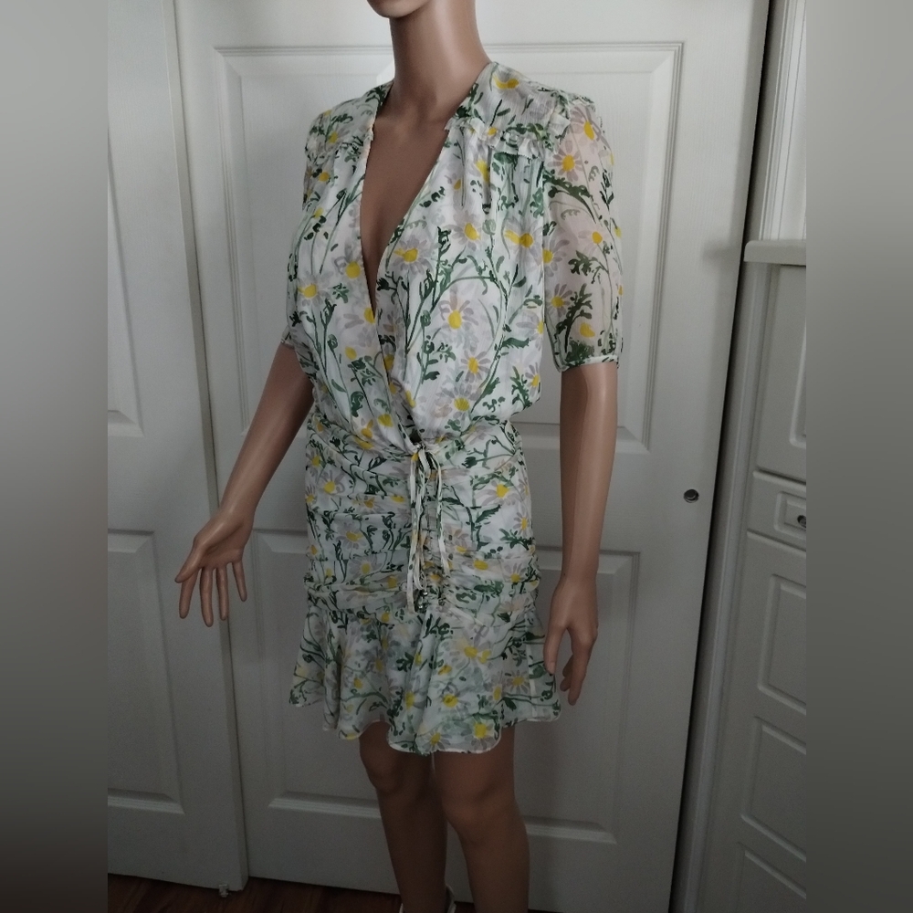 Veronica Beard Dakota Daisy Print Silk Dress 0 - Picture 2 of 5